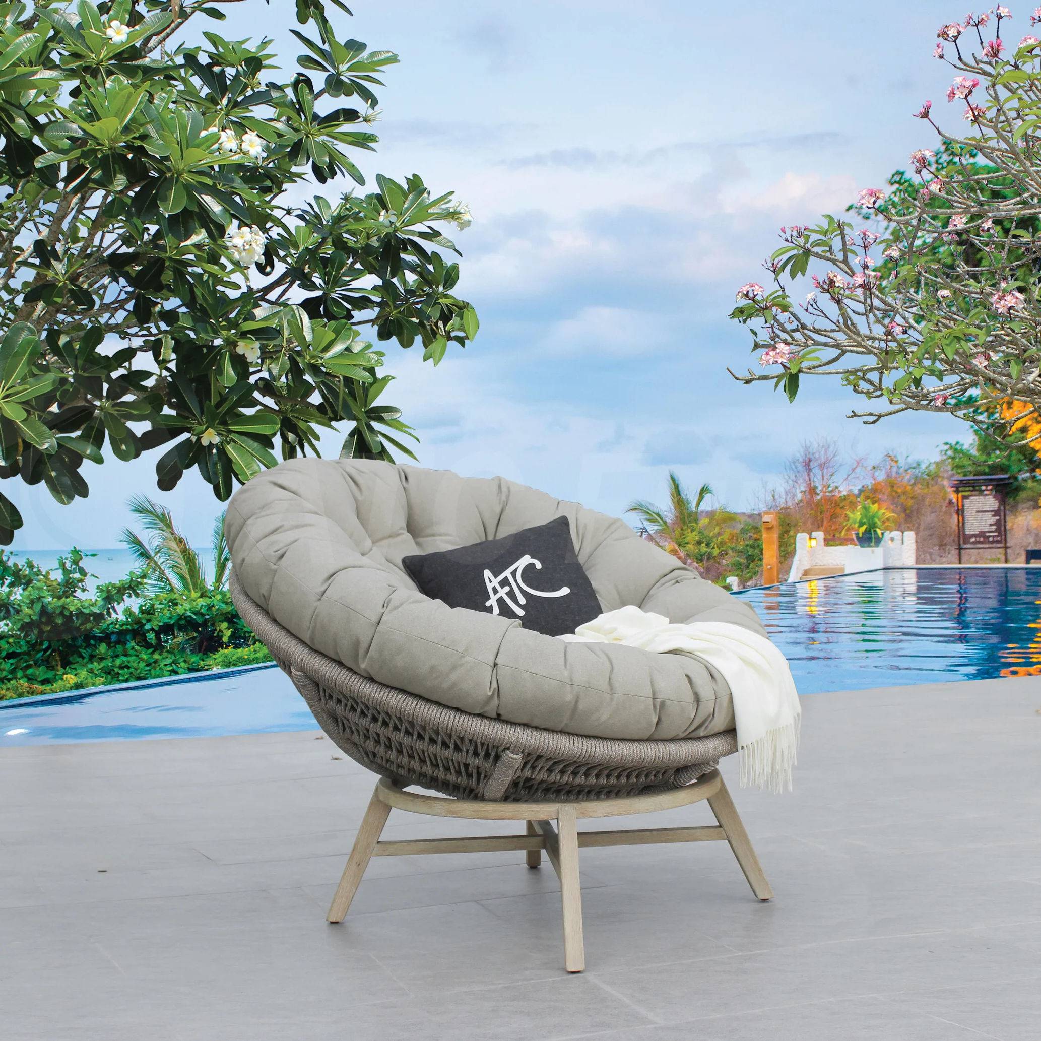 Big Round Wicker Chair Cushion Durable Stylish Seating