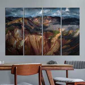 Impresión en lienzo de un espectacular paisaje de montaña colorido para decoración del hogar, JUEGO DE 4 LIEÑOS - Product Image 1