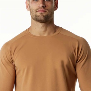 Camiseta de manga larga para hombre, prenda de vestir, ajustada, con cuello redondo, dobladillo redondo, corte cónico, 94% algodón y 6% Spandex - Product Image 5