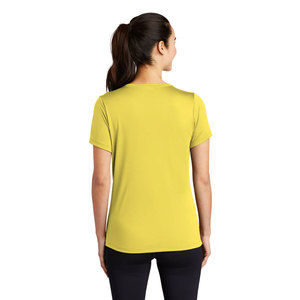 100% polyester t-shirts mince décontracté basique été femmes encolure dégagée à manches courtes jaune t-shirts - Product Image 2