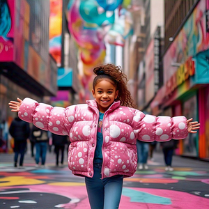 Wholesale Sublimation Puffer Jacket <b>Toddler</b> Girls Windproof Winter Zipper Hooded Printed Lining Puffer Bubble Jacket Girls - Product Image 5