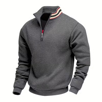 Chaqueta Deportiva de Punto Unisex para Otoño/Invierno, con Cierre de Cremallera de 1/4, Cuello Alto, Color Sólido, Corte Regular, 100% Algodón, 2 Piezas, Resistente al Viento