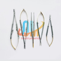 Ensemble d'instruments de microchirurgie ophtalmique TC Castroviejo 5 pièces - Ciseaux, porte-aiguille, forceps, acier inoxydable de qualité médicale