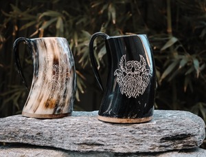 Luxury Viking Ox <b>Horn</b> Mug 100% Natural <b>Drinking</b> <b>Horn</b> with Leather Strap - Product Image 3