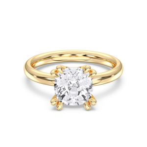 Bague de fiançailles solitaire en or massif pour femme, sertie de diamants Moissanite taille coussin de 2,30 carats E-F/VVS-VS - Product Image 3