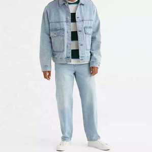 Factory Custom Men's <b>Vintage</b> <b>Denim</b> <b>Jacket</b> with Stand Collar and Front Logo 100% Cotton Breathable Stylish Windbreaker - Product Image 5