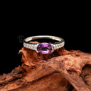 Natural <b>Amethyst</b> Gemstone 925 Solid Sterling Silver <b>Ring</b> Oval Shaped <b>Amethyst</b> <b>Ring</b> June Birthstone Sterling Silver <b>Ring</b> - Product Image 4