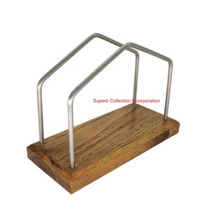 Modern Rustic Wooden Napkin <b>Holder</b> With Metal Wire Stand For Dining Table <b>Kitchen</b> <b>Tissue</b> Dispenser For Home Restaurant - Product Image 1