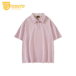 Camisa de Punto de Manga Corta para Hombre, 100% Algodón, Anti-Pilling, Diseño de Cuello Estampado con Patrón Sólido, Logotipo Personalizado, 180g - Product Image 2