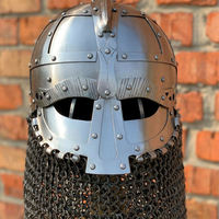 Casque de guerrier Viking artisanal de luxe avec coquille de chaîne en acier doux, casque nasal pour cosplay, reconstitution historique et exposition historique