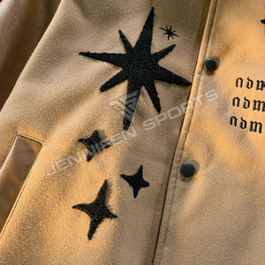 Parches bordados Chenllie para adultos personalizados, chaqueta universitaria, lana de concha, Mangas de cuero, cierre de botón, forro interior acolchado - Product Image 3