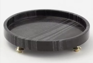 VISHAL HANDICRAFT White Grey Metal Round Table <b>Tray</b> Storage Decoration Customizable Design for Home Office Elegant Serving <b>Tray</b> - Product Image 3