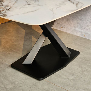 Mesa de Comedor Rectangular Moderna de 160x90cm con Tablero de Cerámica de Alta Calidad y Patas de Hierro, Ensamblada y Extensible BA68177 - Product Image 6