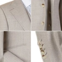 Jas Pria 3 Potong Warna Beige Muda Single Breasted Dua Kancing Kerah Notch Rompi Pernikahan Pengantin Pria Jas Bisnis Custom MTM
