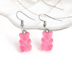 Modernos Pendientes Colgantes y de Botón Nounours Bonbons con Perlas de Agua Dulce y Circonitas, Estilo Religioso para Fiestas - Product Image 1