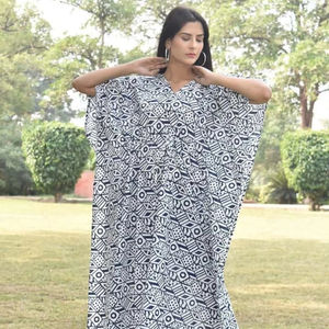 Caftan en coton léger et vintage classique, élégant, respirant, doux et imprimé, disponible au meilleur prix - Product Image 1