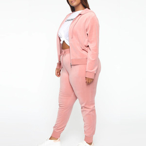 Conjunto de chándal para mujer Sudadera con capucha de dos piezas y pantalón para correr Tela de terciopelo Suave transpirable y duradero Colores/tamaños personalizados Ropa de invierno acogedora - Product Image 2