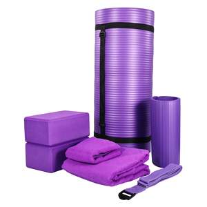 Set Yoga Viola 7 Pezzi BalanceFrom, Accessori Fitness con Tappetino, Cinghia Elastica e Ginocchiere - Product Image 1