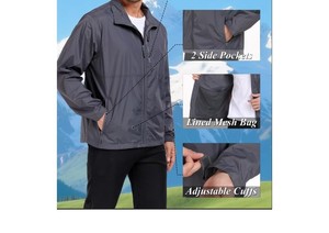 Veste d'hiver pour homme, sport de plein air, col montant à capuche, coupe-vent, imperméable, respirante, tissu en toile, coque en nylon, logo sur le devant, OEM - Product Image 6