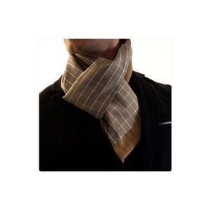 Beige Blue <b>Square</b> Patterned Wool Double Sided <b>Scarf</b> for Men Adult One Size - Product Image 2