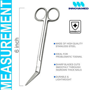 Ciseaux de podologie à long manche en acier inoxydable pour ongles incarnés, cuticules, manucure, pédicure, outil professionnel pour les ongles - Product Image 2