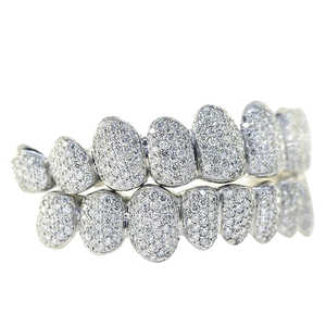 Luxe 14k 18K Or Blanc Hip Hop Personnalisé Grillz 925 Dents en Argent Grillz Glacé VVS Moissanite Diamant Grillz Dents pour Hommes - Product Image 1