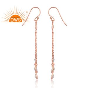 Última Tendencia 2026: Pendientes Colgantes de Plata de Ley con Baño de Oro Rosa y Piedra Lunar Arcoíris, Fabricante de Joyería Personalizada - Product Image 4