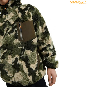 New Wholesale <b>Custom</b> Heavy Winter Men Shearling <b>Jacket</b> Fashion Fleece Camo Sherpa Zipper <b>Hoodies</b> for Mens - Product Image 6