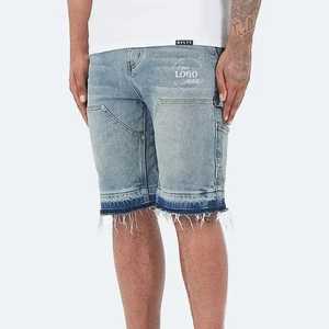 Pantalones cortos de mezclilla rectos de estilo Vintage de alta calidad para hombres Nuevo diseño Bordado personalizado Lavado ligero Cinturón de botón de temporada de verano - Product Image 4