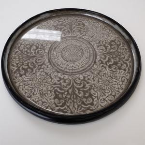 Sandstone Beige Resin Charger Plate with natural <b>stone</b>-inspired texture for earthy, bohemian or rustic dining setups - Product Image 1