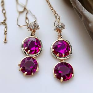 Belles boucles d'oreilles pendantes en argent sterling 925 plaqué or 18 carats avec tourmaline rose bijoux de fiançailles pour fête de mariage femmes - Product Image 6