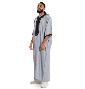 Wholesale Customized ODM Traditional Islamic Thobe Top Selling Premium Quality Embroidered Neckline Islamic <b>Thobes</b> <b>for</b> <b>Men's</b> - Product Image 4