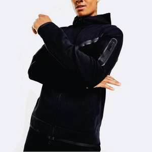 Survêtement pour homme en molleton technique respirant d'hiver, 100% coton, poids lourd, taille plus, fermeture éclair intégrale, sweat-shirt et pantalon de jogging - Product Image 3