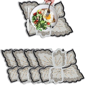 Set de table en satin perlé fait à la main Set de table Royal Look Hotel Restaurant Table décorative Cadeau d'utilisation comprenant des tapis Tampons - Product Image 3