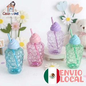 CASAMAX WL AD-0544B Vaso con coperchio e cannuccia in plastica. Design per fresatrici. Vaso per bambini. Vaso da festa. 450ml. Colore a caso - Product Image 1