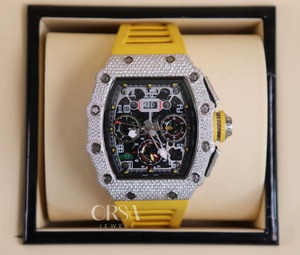 นาฬิกาเพชรสีเหลืองระดับไฮเอนด์สำหรับผู้ชายนาฬิกาผู้ชายประดับด้วยเพชรธรรมชาติ - Product Image 4