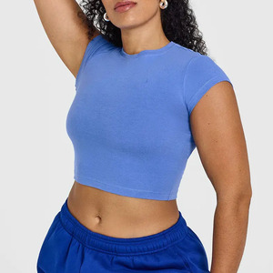 Plua Size Glaucous Blue 100% algodón camiseta de mujer Casual ligero transpirable y elegante diseñador relajado ajuste gimnasio entrenamiento camiseta - Product Image 6