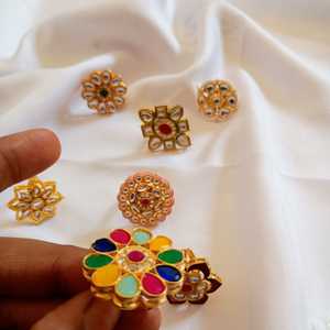 แหวนแต่งงานแฟชั่นอินเดียเครื่องประดับโอกาสรอมฎอนแหวน kundan เทียมโลหะงานแต่งงานโปรดปรานของขวัญคืนสำหรับเธอ - Product Image 6