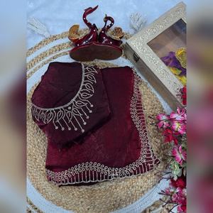 Sari indien prêt à porter pour soirée cocktail, en soie rose avec travail de diamants, chemisier, sari de soirée le plus vendu - Product Image 1