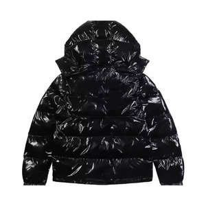 Wholesale Custom <b>Wool</b> <b>Quilted</b> Winter Men Shiny Stand Collar Removable Hooded Puffer Jackets - Product Image 1