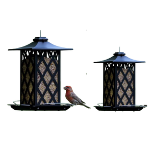 Alimentador de pájaros para colgar en la pared para exteriores, loro de hierro, ventana lateral salvaje, balcón, semicírculo, dispensador de alimentos con acabado de Color negro - Product Image 5