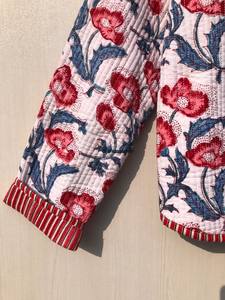 Chaqueta Acolchada de Algodón con Estampado en Bloques, Hecha a Mano, Estilo Boho, Abrigo para Mujer, Pedidos al por Mayor - Product Image 3