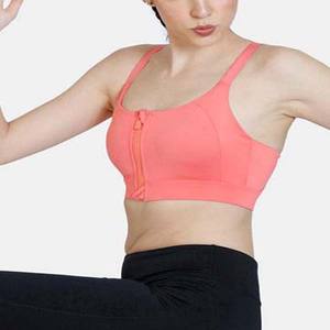 Sujetador deportivo personalizado con cremallera frontal para mujer, ropa deportiva de entrenamiento de alto impacto, correa ajustable, espalda cruzada - Product Image 2