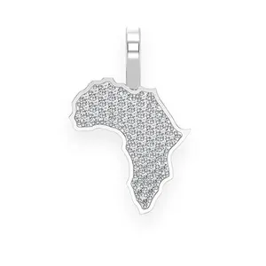 Fashion New African Map Necklace 2023 Latest Fashion Moissanite Pendant 18K Gold Solid Necklace Factory custom fine jewelry