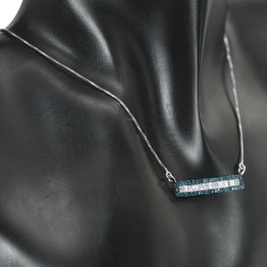 Collier pendentif barre en diamant naturel taille baguette ronde 1,00 carat en argent sterling pour femme, tendance, mariage, fiançailles - Product Image 4