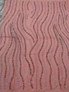 Tela de encaje nigeriana de 4 yardas de alta demanda, calidad superior, última tendencia, con pedrería celestial, para ceremonia de boda, negra 100% - Product Image 6