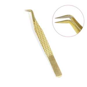 Pinces à épiler pour extensions de cils de haute qualité, précises, durables, 45 et 90 degrés, pointe pointue, acier inoxydable, or, outils pour extensions de cils - Product Image 6