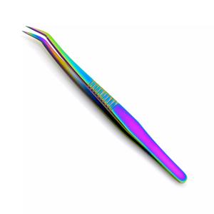 Pinzas de extensión de pestañas de aislamiento de calidad profesional, recubrimiento de Plasma multicolor, puntos afilados de acero inoxidable rectos - Product Image 1
