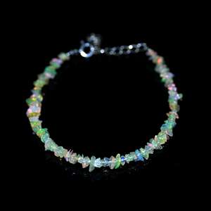 Venta caliente Natural llamativo blanco etíope ópalo liso sin cortar 3-4mm pulsera de cuentas pulsera de ópalo etíope de moda para niñas - Product Image 3