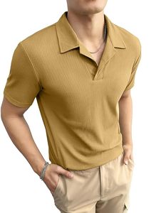 Camiseta informal sólida de media manga con cuello de polo de ajuste regular para hombre de alta calidad - Product Image 5